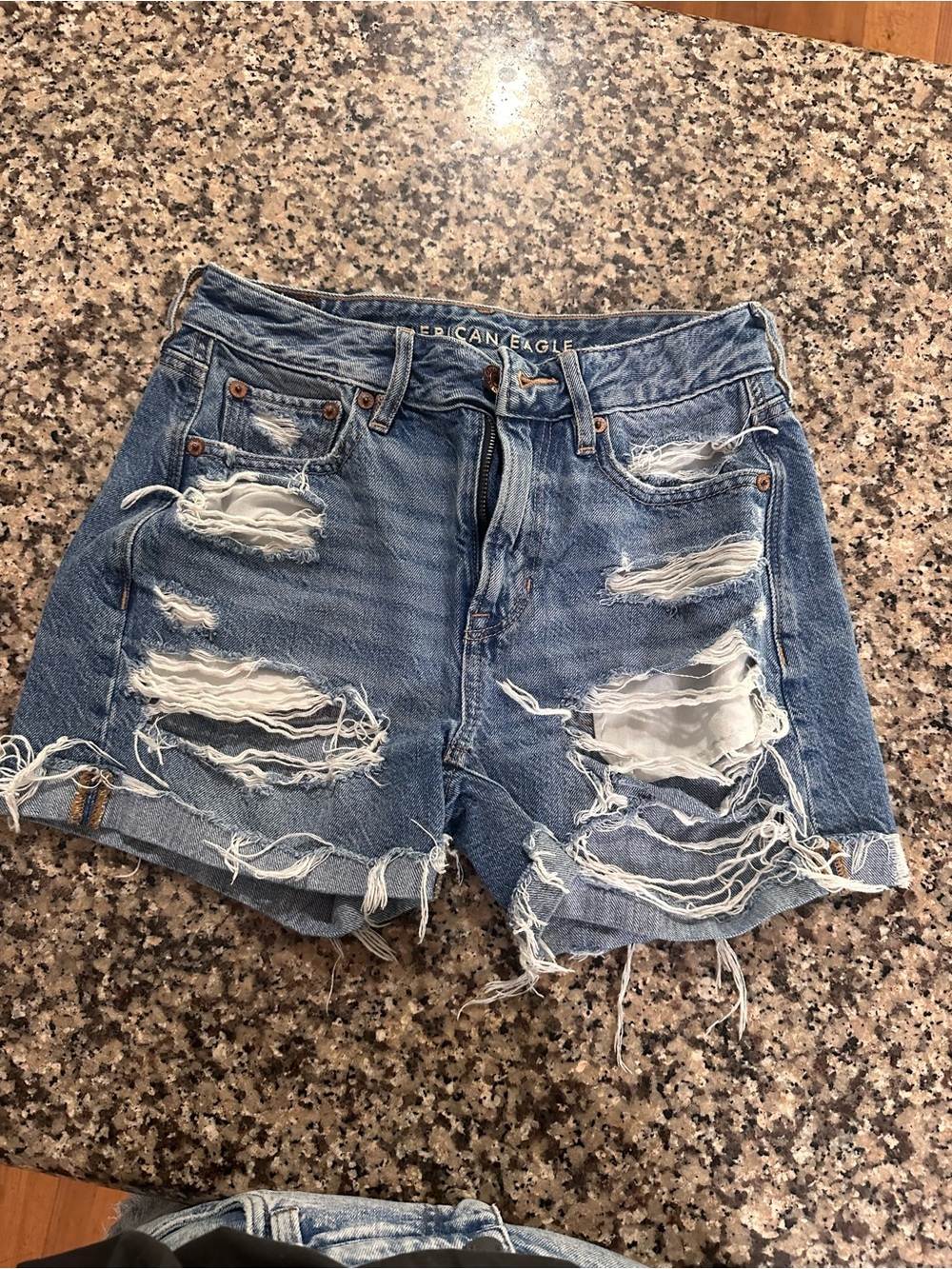 American Eagle Outfitters Light Blue Distressed Denim Shorts